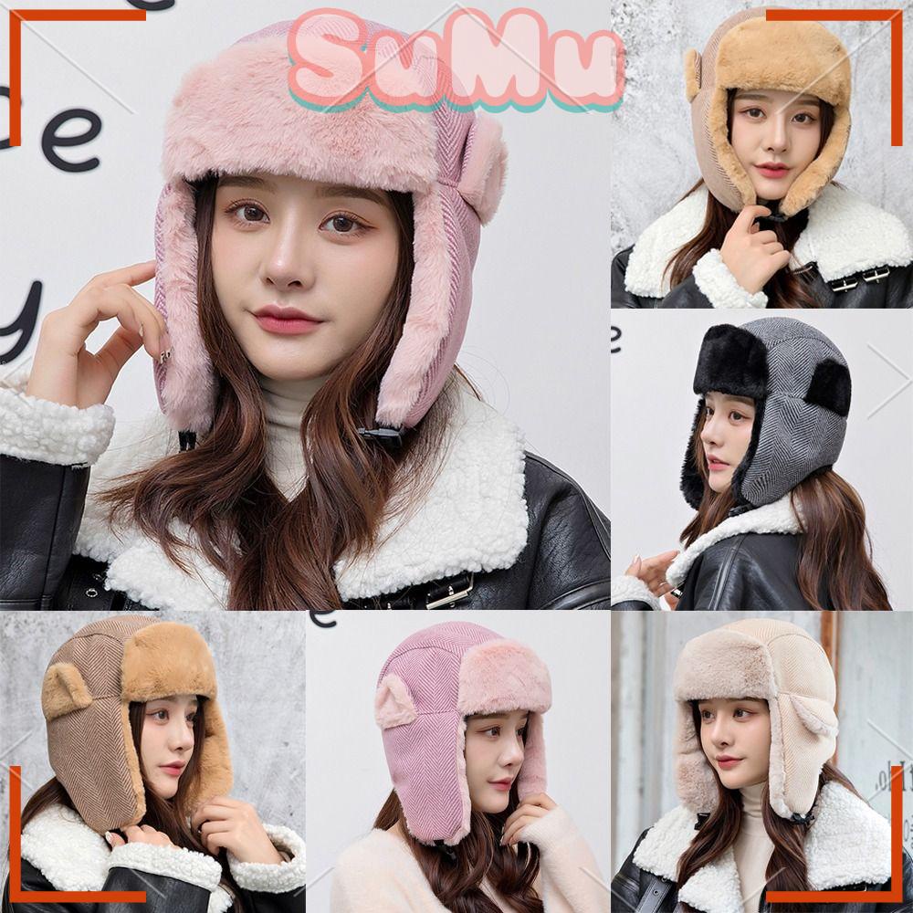 Mũ Bomber Giả Lông Thú Giữ Ấm Cho Nữ