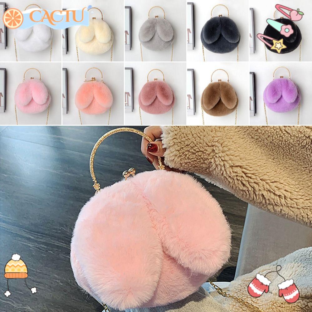 CACTU Túi Xách Đeo Vai Hình Tai Thỏ Phối Dây Xích Thời Trang Sành Điệu