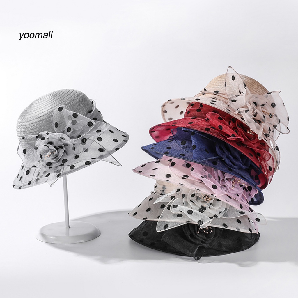 Nón Vành Tròn Họa Tiết Chấm Bi Thời Trang Cho Nữ