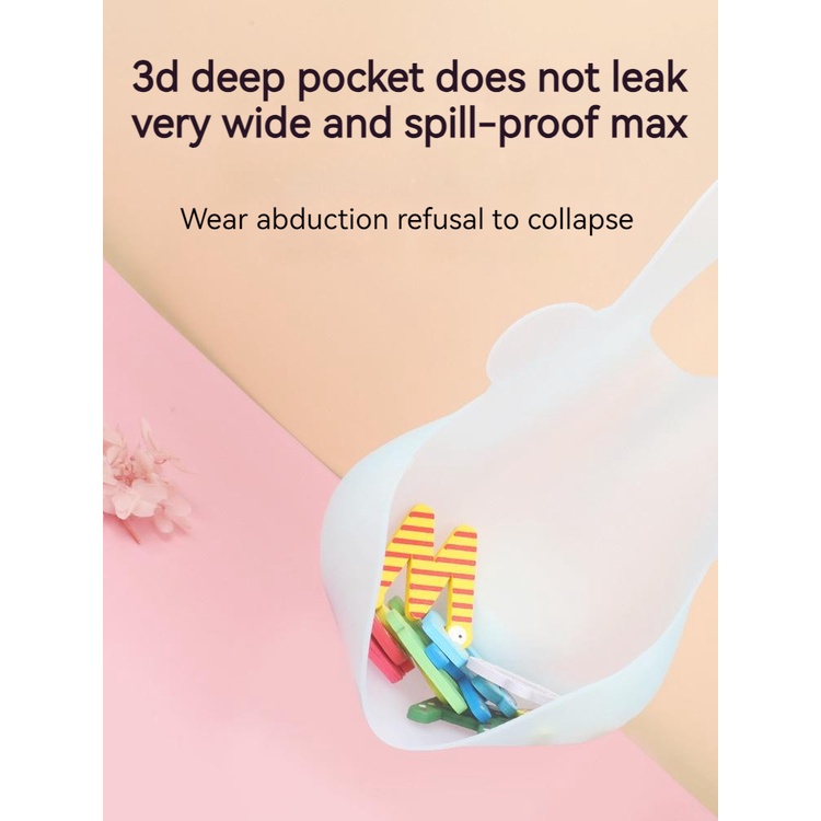 Yếm Ăn Dặm Cho Bé Silicone Có Máng，Ultra Yếm Ăn Bằng Silicon Siêu Mỏng Cho Bé