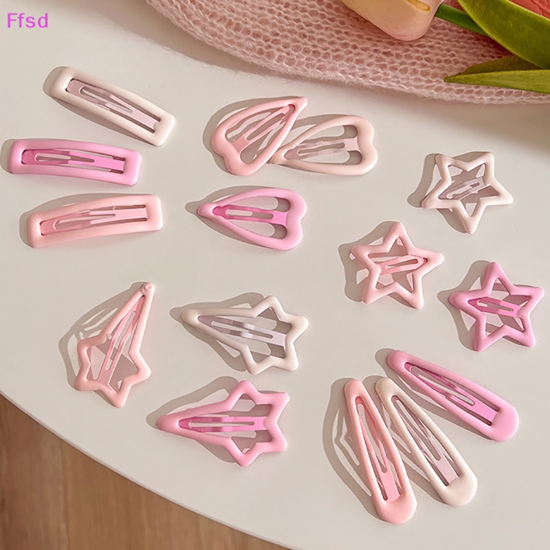 Set 3 Kẹp Tóc Hình Ngôi Sao / Trái Tim Màu Hồng Ngọt Ngào Thời Trang Cho Nữ