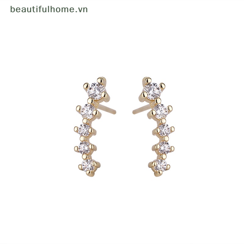 [beautifulhome] Bông Tai Đính Đá Zircon Dễ Thương Phong Cách Phương Tây Nhẹ Nhàng Thời Trang Cho Nữ [beauty]