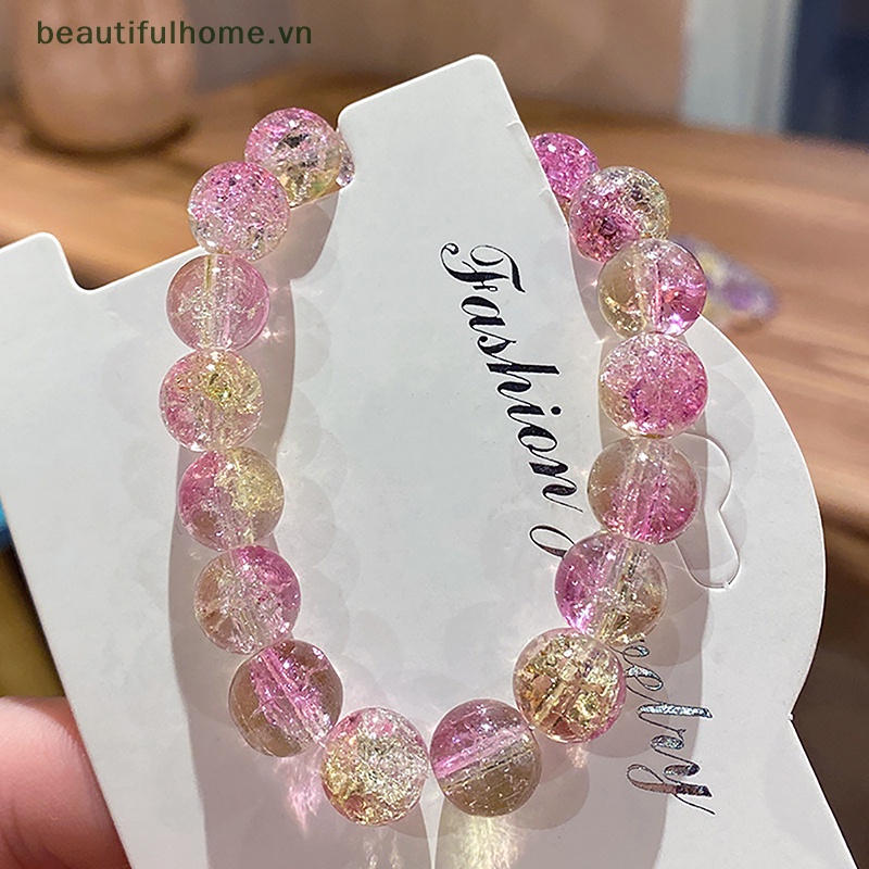[beautifulhome] Vòng Tay Chuỗi Hạt Pha Lê Tròn Mặt Kính Co Giãn Làm Đẹp Cho Nữ [beauty]