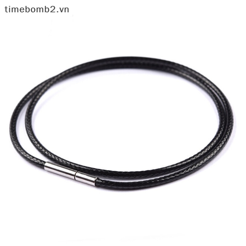 {Timebomb} Vòng Cổ Choker Dây Da Sáp Đen Khóa Xoay Bằng Thép Không Gỉ Trang Sức.