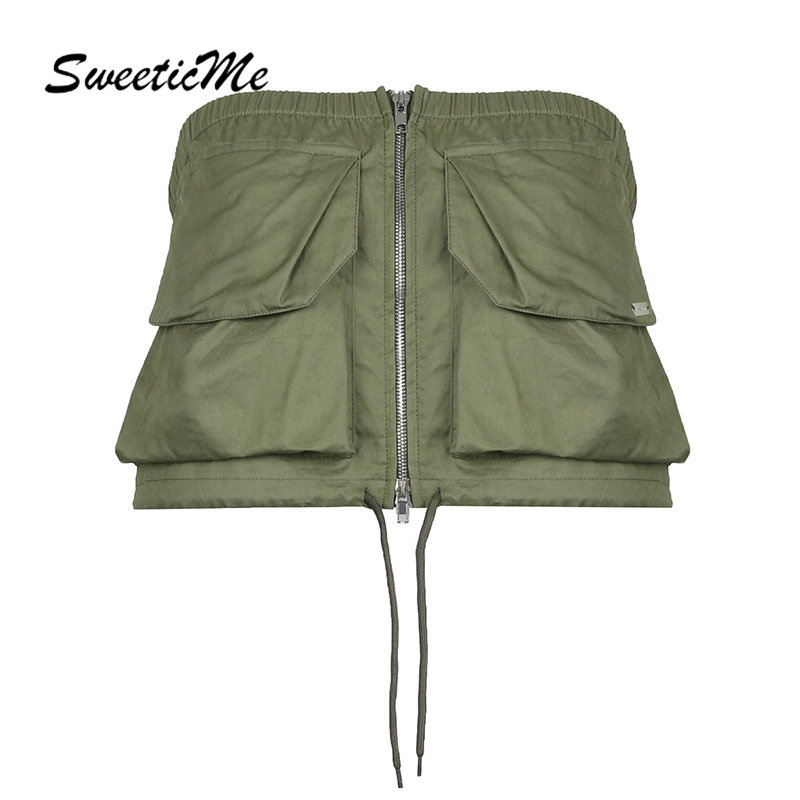 Áo Ống Màu Trơn Dáng Ôm Có Khóa Kéo Gợi Cảm Thời Trang 2023 Dành Cho Bạn Nữ