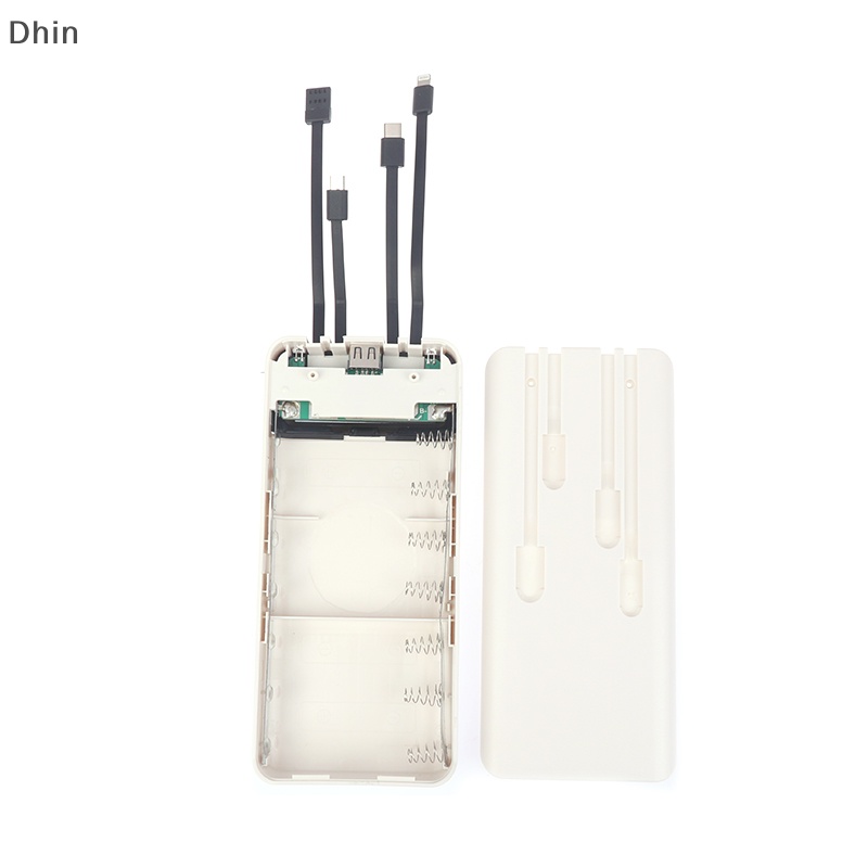 Set 7 Hộp DIY Đi Kèm 4 Dây Điện 18650 Case 5V 2.1A Màn Hình LCD Kỹ Thuật Số Có Đèn Pin Cho IP Xiaomi Huawei