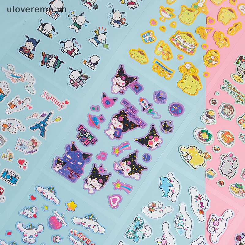 Set 5 Sticker Hình Sanrio Hello Kitty Kuromi Pachacco Goo Dễ Thương Dùng Để Trang Trí Sổ Tay / Nhật Ký