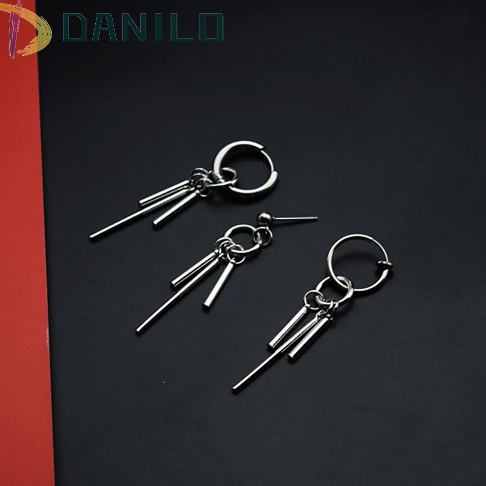 Khuyên Tai Tròn Dạng Kẹp Bằng Thép Không Gỉ Phong Cách Punk Hip hop Hàn Quốc Cho Nam DANILO