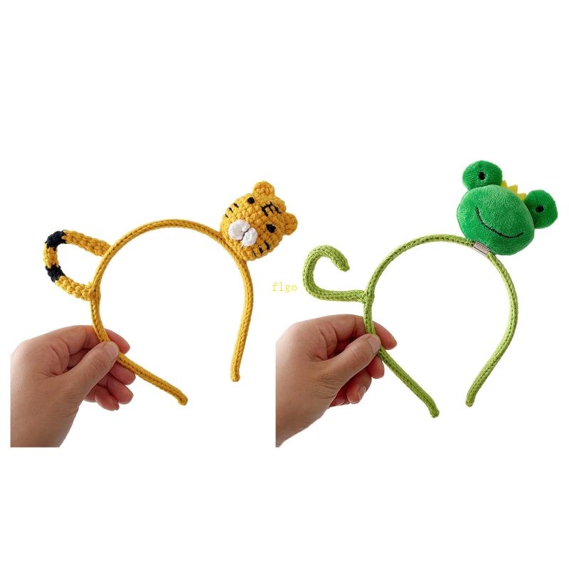 Flgo Băng Đô Cài Tóc Dệt Kim Hình Động Vật Dễ Thương Cho Nữ