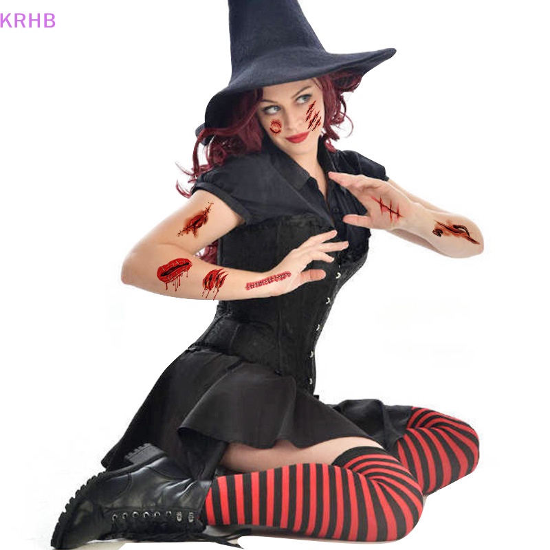 Set 10 Tấm Hình Xăm Dán Chủ Đề Halloween Độc Đáo Mới