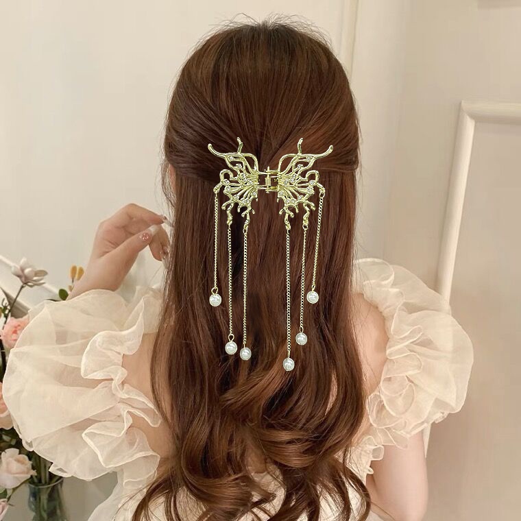 Haimeikang (MớI) Kẹp TóC HìNh BướM ĐíNh NgọC Trai Giả Xinh XắN