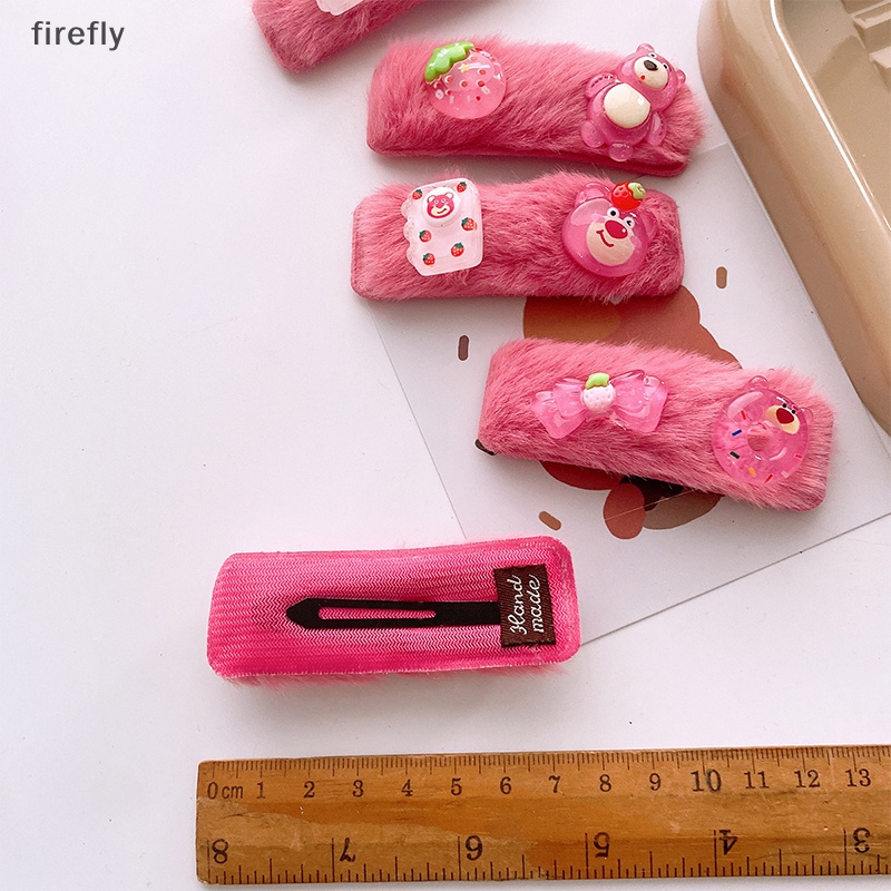 Kẹp Tóc Hình Chú Gấu / Dâu Tây Phủ Lông Dễ Thương Thời Trang Xinh Xắn Cho Bé Gái