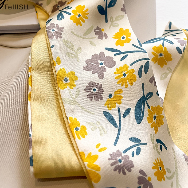 1 Chiếc Khăn Lụa Thắt Nơ Màu Vàng Trắng Cỡ Nhỏ Kèm Khăn Quàng Cổ Dài 439br