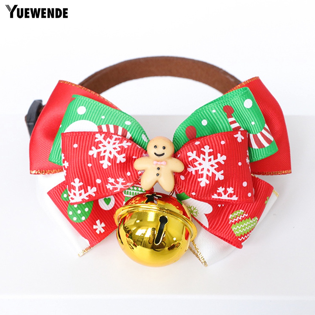 Yq.e Vòng Đeo Cổ Bằng Vải Không Gây Dị Ứng Đính Chuông Trang Trí Giáng Sinh An Toàn Cho Thú Cưng