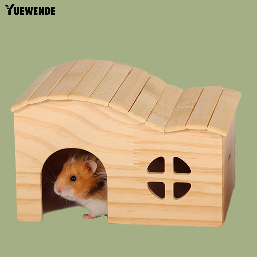 Yq.e Đồ Chơi Nhà Trốn Tìm Không Đáy Bằng Gỗ Tự Nhiên Màu Vàng Kim Cho Chuột Hamster Tập Luyện