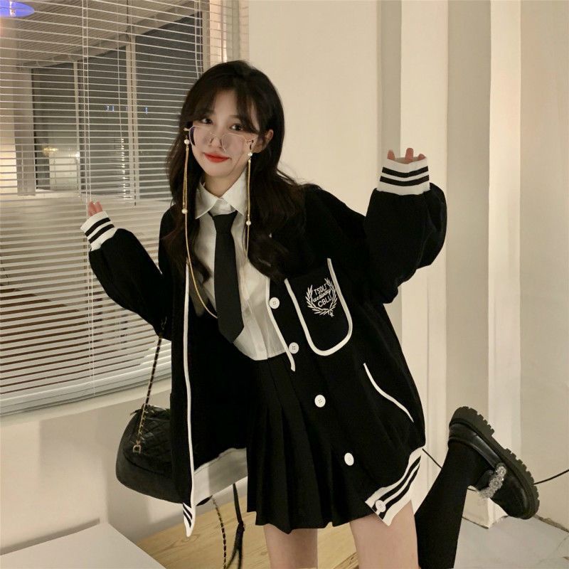 Áo Khoác Bóng Chày Dáng Rộng Thiết Kế Mới Thời Trang Mùa Xuân Thu Theo Phong Cách Hàn Quốc