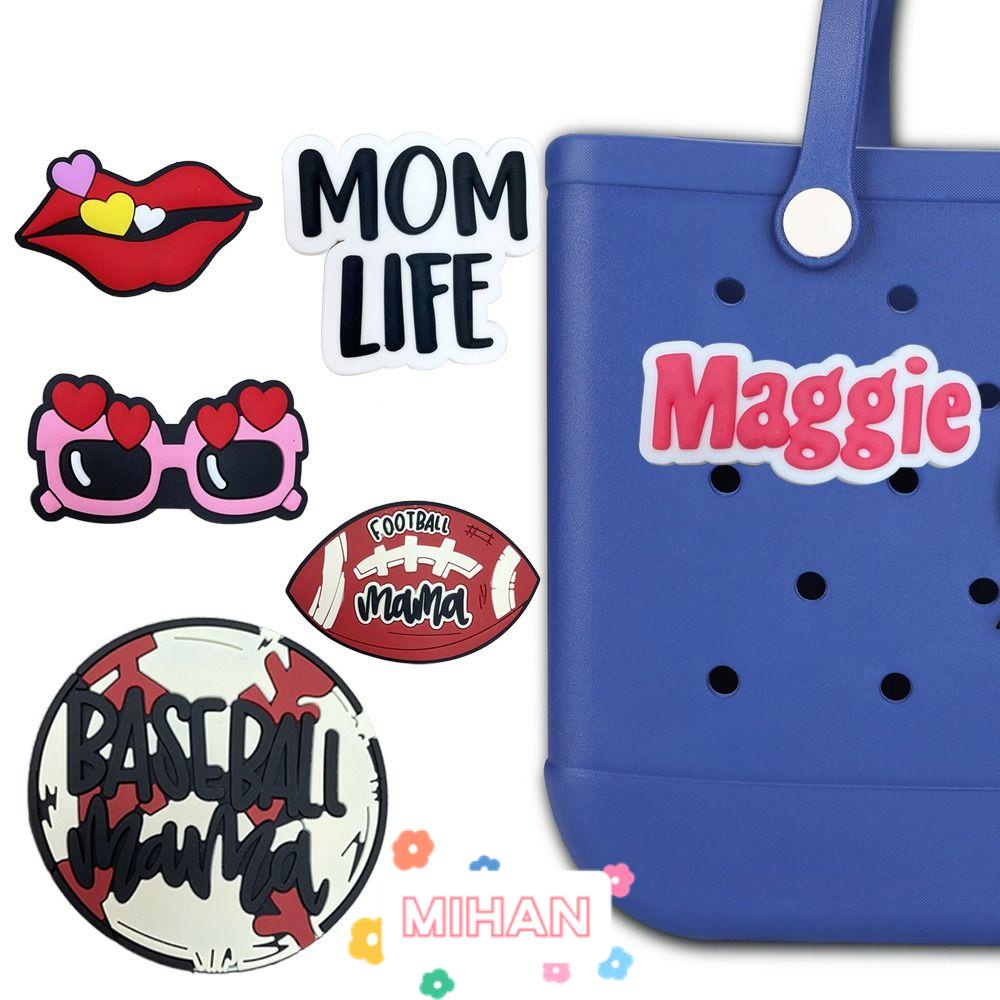 Phụ Kiện Hạt Charm Bằng Cao Su PVC In Chữ DIY MIHAN1 Cho Túi Xách