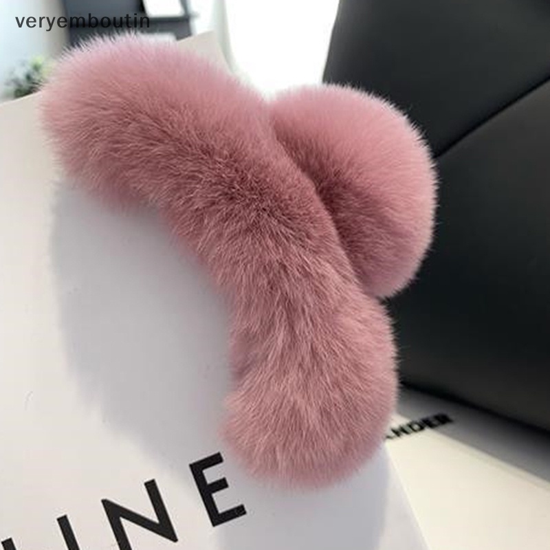 Kẹp Tóc Càng Cua Cỡ Lớn Phối Lông Thỏ Dễ Thương Cho Nữ