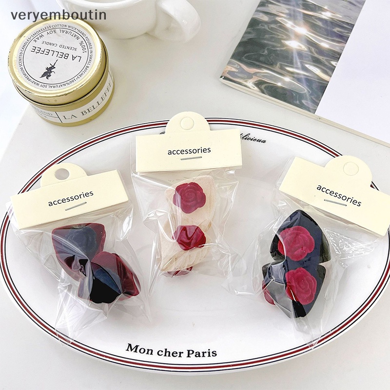 Kẹp Tóc Hình Tai Mèo Hai Mặt Màu Trơn Phong Cách Retro