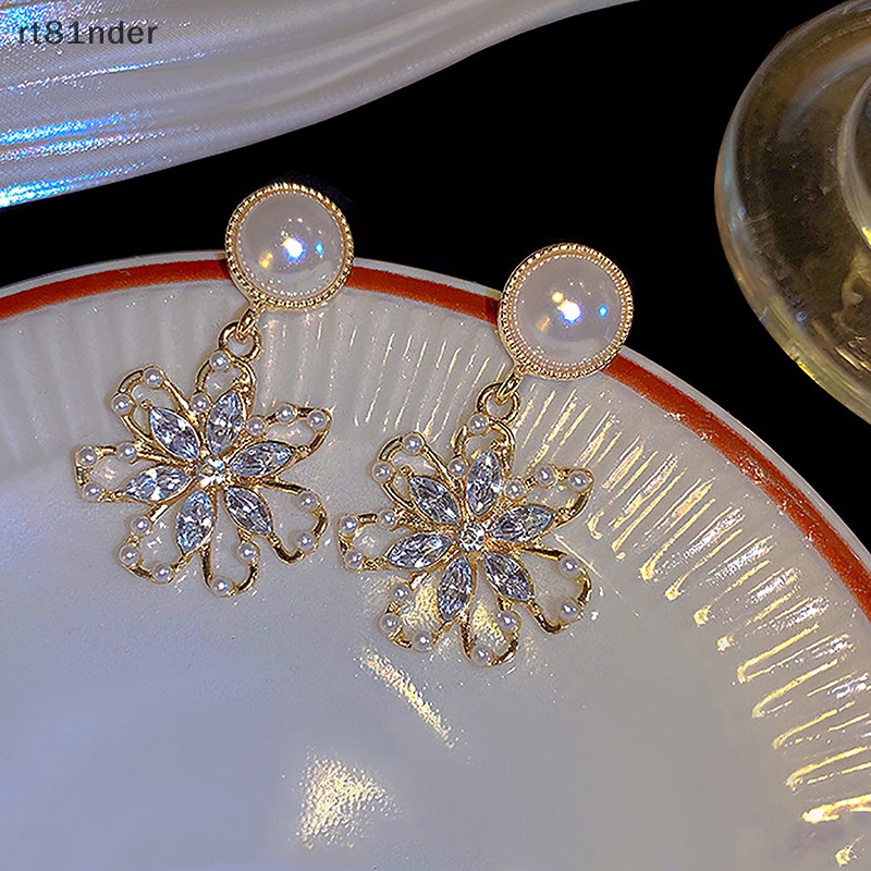 1 Đôi Bông Tai Bạc Hình Hoa Đính Ngọc Trai Thời Trang Cho Nữ