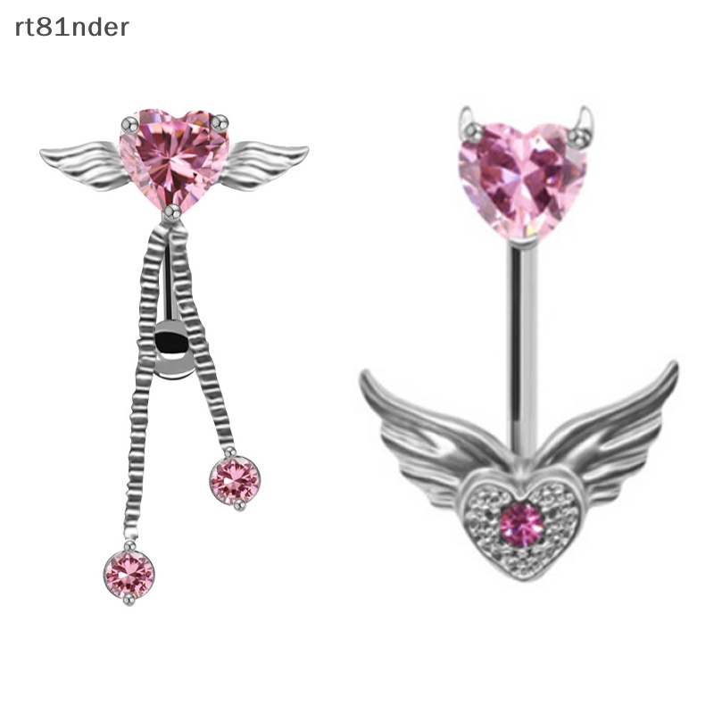 Rt Khuyên Rốn Bằng Thép Không Gỉ Hình Trái Tim / Bướm Màu Hồng Thời Trang Cho Nữ n