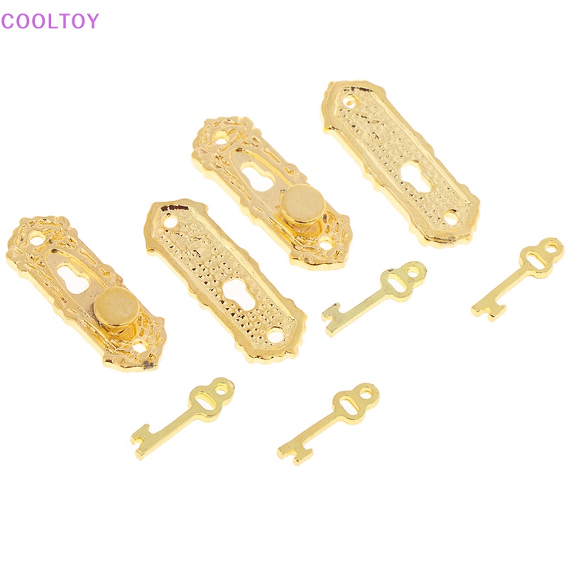 Cooltoy Tay Nắm Cửa Kim Loại Mini Màu Vàng Kèm Chìa Khóa Tỉ Lệ 1 / 12 Trang Trí Nhà Búp Bê