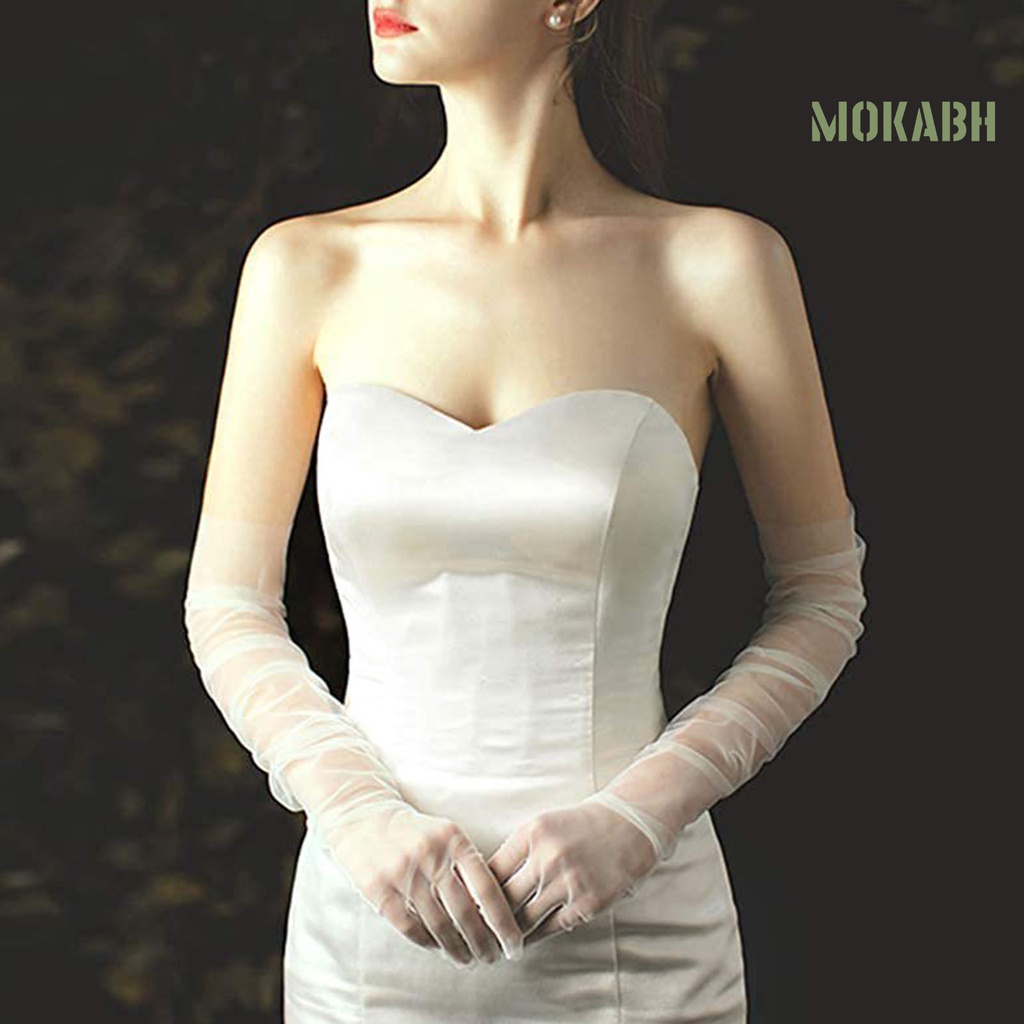 1 Đôi Găng Tay Vải Tuyn Mềm Siêu Mỏng Cao Cấp Chống Trượt Cho Cô Dâu