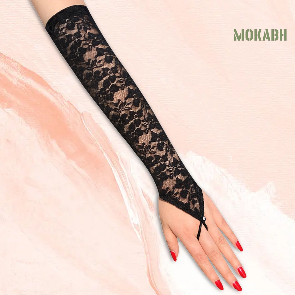 1 Đôi Găng Tay Cô Dâu Hở Ngón Màu Sắc Thanh Lịch