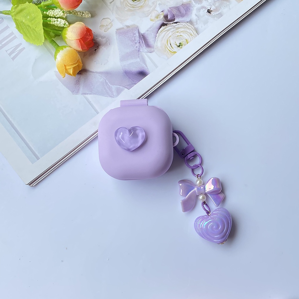 Vỏ Bảo Vệ Hộp Sạc Tai Nghe Samsung Galaxy buds live / buds2pro Galaxy buds 2 Bằng Silicon Hình Trái Tim Thời Trang Hàn Quốc