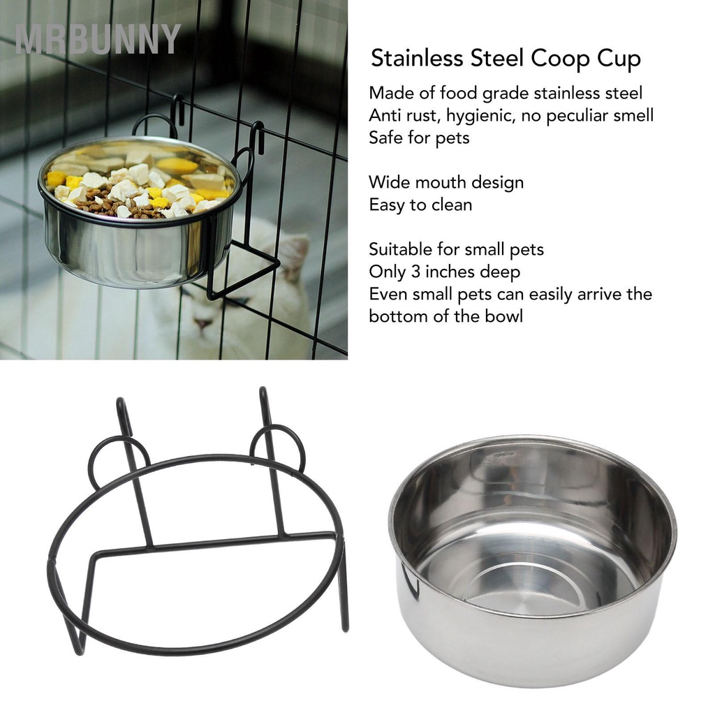 Mrbunny Thép không gỉ Coop Cup Đa Năng Có Thể Tháo Rời Bát Treo Thú Cưng có Giá Đỡ cho Chó Mèo Chim Chuột