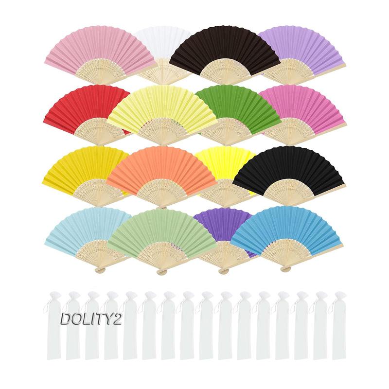 [Dolity2] 16 Quạt Giấy Gấp Cầm Tay Trơn Màu Cho Nhà Thờ