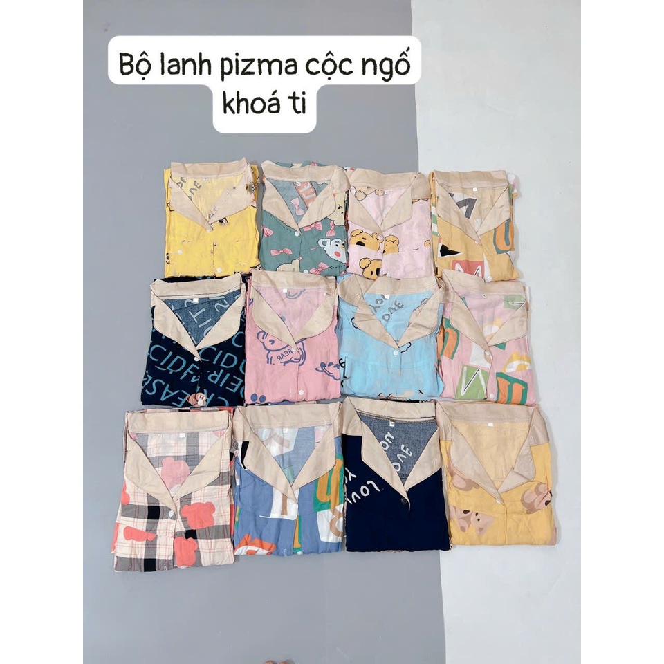 Bộ Lửng Pijama Bầu Sau Sinh Cho con bú chất Lanh - Tole mặc nhà MÙA HÈ  freesize từ 45-70kg BL83