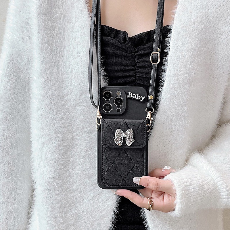 Ốp Lưng Da Cừu Có Dây Đeo kèm Ngăn Đựng Thẻ Cho iPhone 6 Plus tới 14 Promax, Hàng Chất Lượng Cao