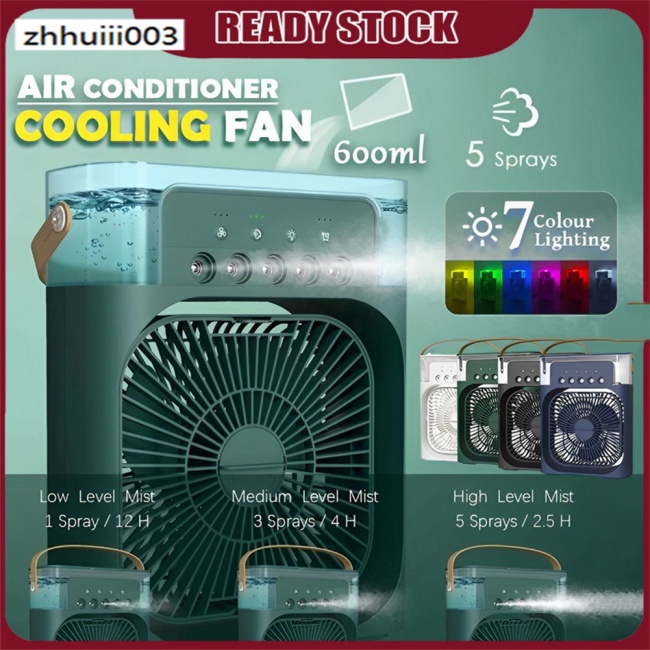 Quạt Điều Hòa Làm Mát 6 Inch Với 3 Tốc Độ 5 7 Màu Sắc Và Đèn Nhỏ Gọn Tiện Dụng