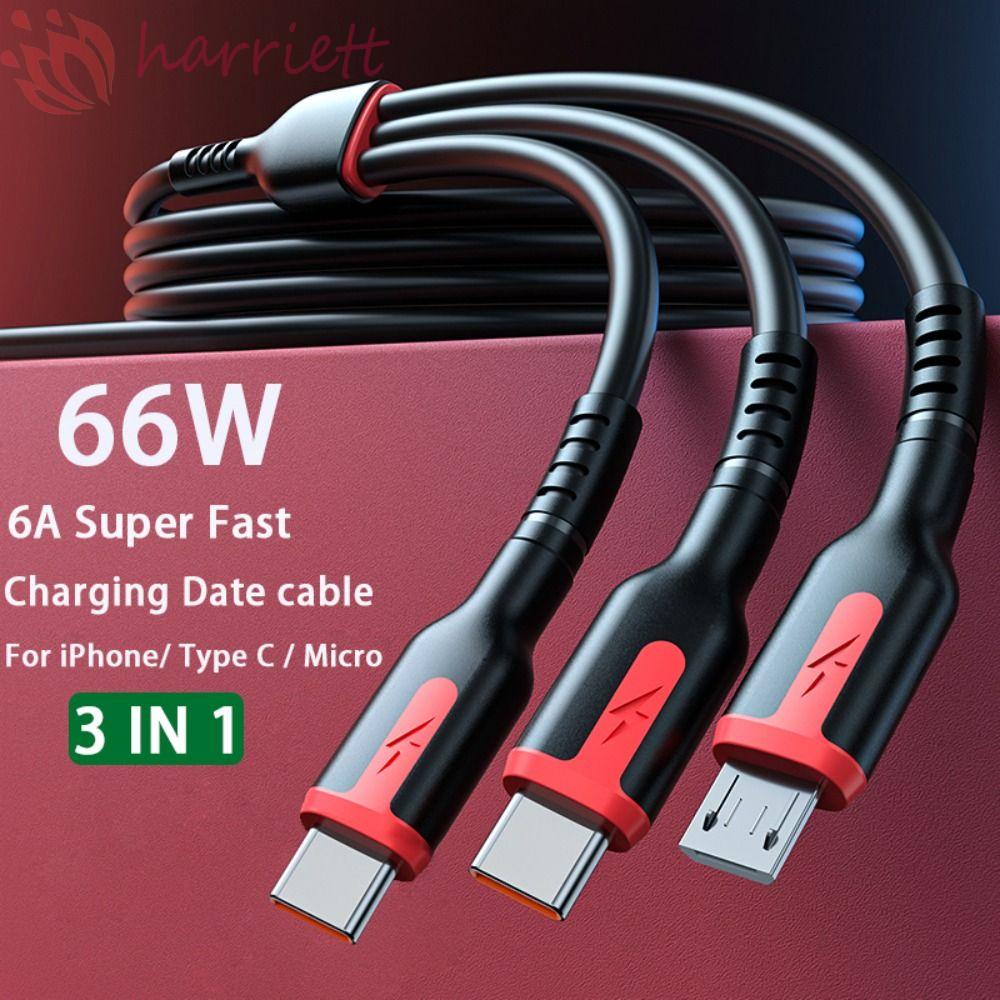 Dây Cáp Sạc Nhanh Usb Type-C Micro Usb 3 Trong 1 1m / 1.5m An Toàn Cho IOS