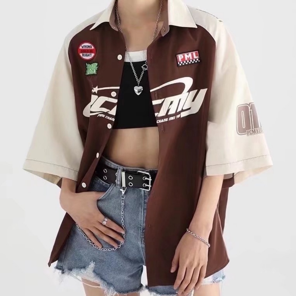 [Reviving Same Style] Áo Sơ Mi Ngắn Tay Dáng Rộng Phong Cách Đường Phố Mỹ Retro PCMY