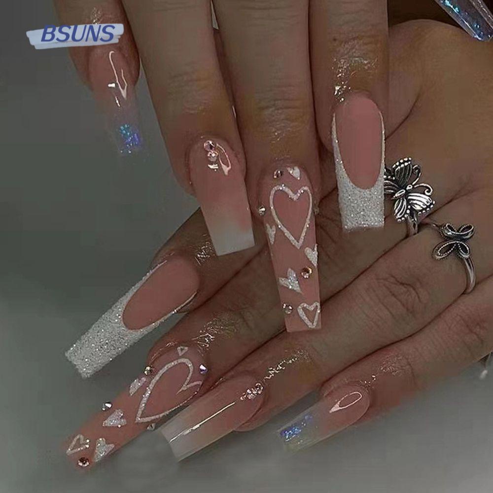 Hộp 24 Móng Tay Giả Che Phủ Toàn Diện Dạng Nhấn