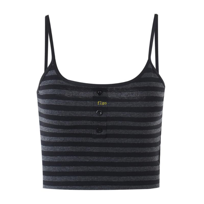 Áo Tank Top Hai Dây Màu Trơn Họa Tiết Kẻ Sọc Đơn Giản Thời Trang Cho Nữ