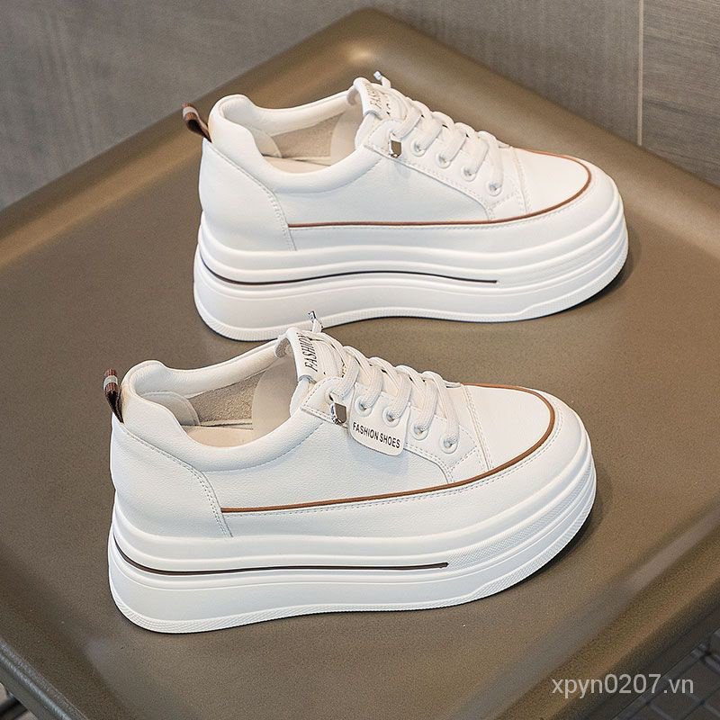 Giày Thể Thao Tăng Chiều Cao 8cm Màu Trắng Phong Cách Mới 2023