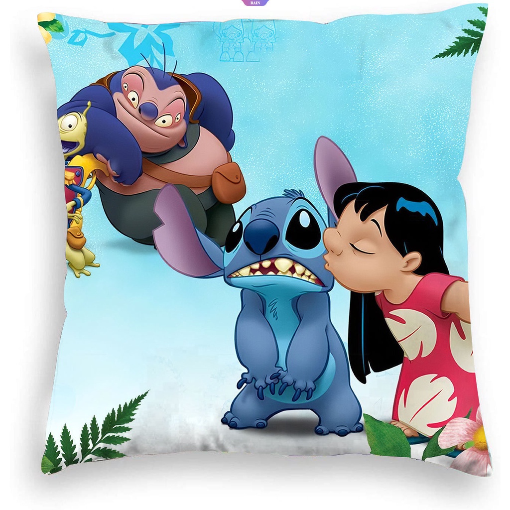 DISNEY Vỏ Gối 45x45cm Bằng Nhung Họa Tiết Stitch Dễ Thương Trang Trí Nhà Cửa