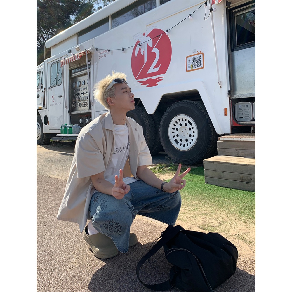 Quần Short Denim R1dge Họa Tiết Graffiti Đường Phố Mỹ Thời Trang Mùa Hè Cho Nam