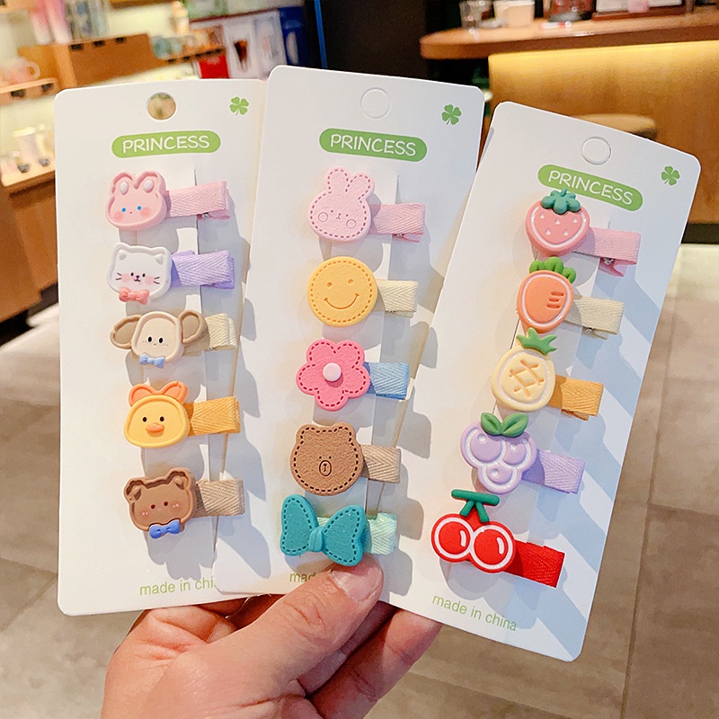 Kẹp Tóc Nhựa Resin Màu Sáng Họa Tiết Hoạt Hình Phong Cách Hàn Quốc Cho Bé