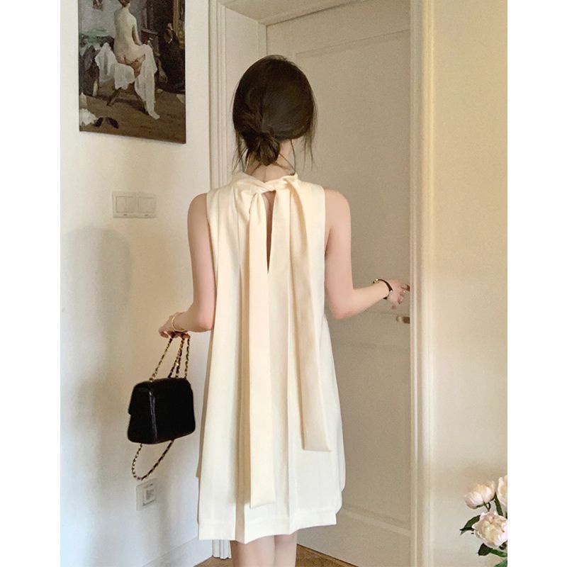 Đầm Hai Dây Sát Nách Màu Trơn Phong Cách Pháp 2023 Cao Cấp Cho Nữ