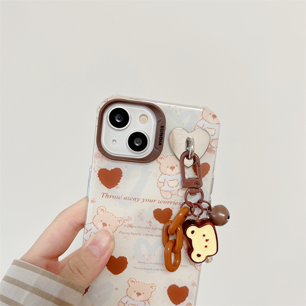 Ốp Điện Thoại TPU Mềm Trong Suốt Họa Tiết Gấu Hoạt Hình Hai Mặt Cho iPhone 14 13 12 11 Pro Max