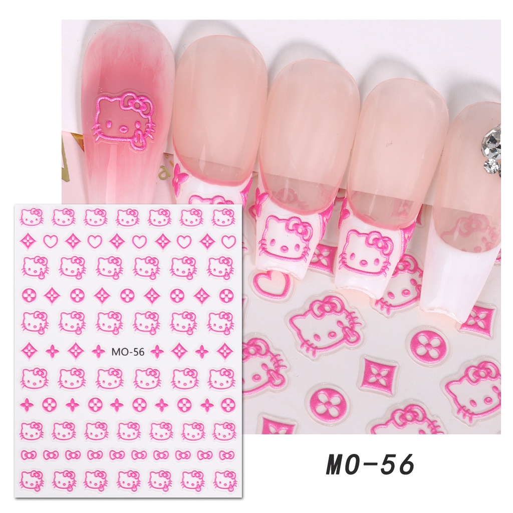 Miếng Dán Trang Trí Móng Tay 3D Dập Nổi Họa Tiết Mèo Hoạt Hình Dễ Thương Dành Cho Trẻ Em
