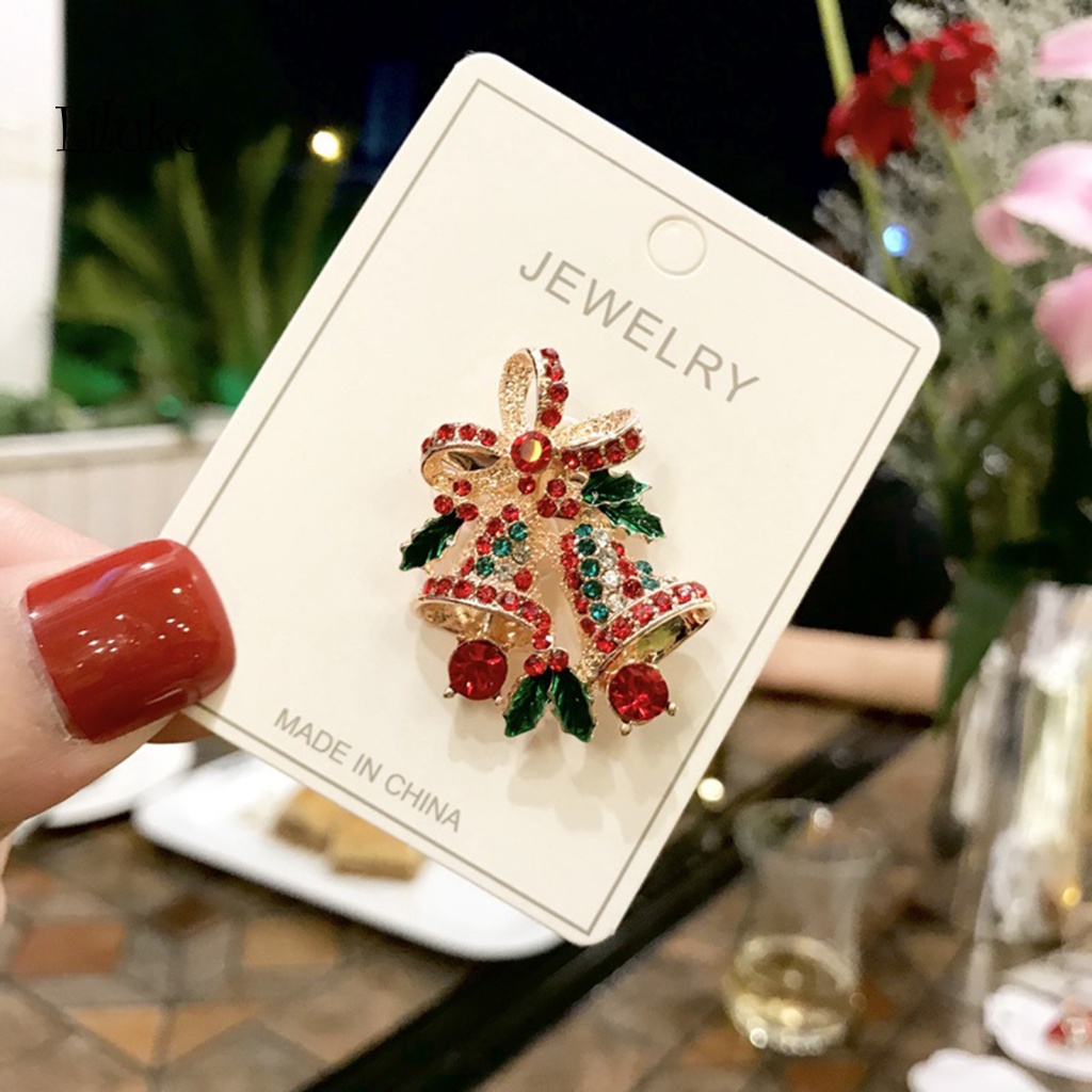 Ghim Cài Áo Trang Trí Hình Chuông Giáng Sinh Phối Đá Nhân Tạo Thời Trang Cho Nữ