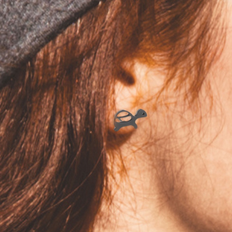 Bông Tai Hình Rùa Con Bằng Thép Không Gỉ Dễ Thương Cho Nữ