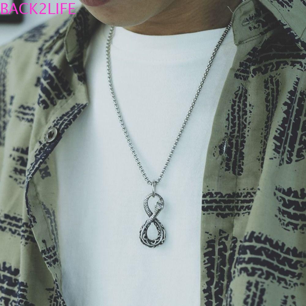 Vòng cổ Hợp Kim Mặt Hình Rắn Vô Cực Bằng Thép Không Gỉ Phong Cách Vintage 2life