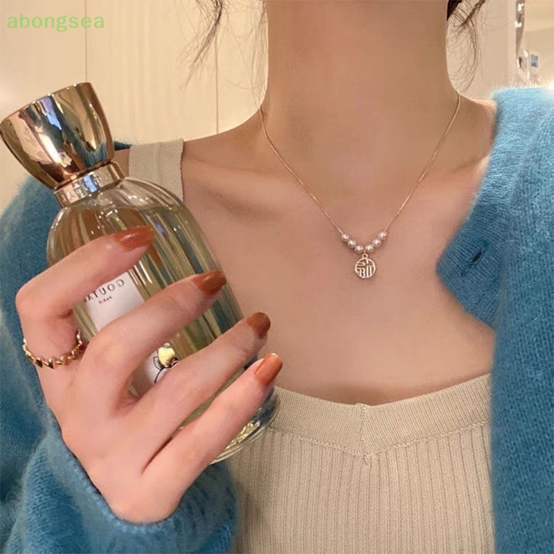 Vòng cổ Hạt Ngọc Trai Giả Chữ Hạt Fu Thời Trang Cho Nữ