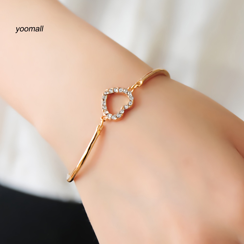 Vòng Tay Mặt Hình Trái Tim Đính Đá Thời Trang Cho Nữ